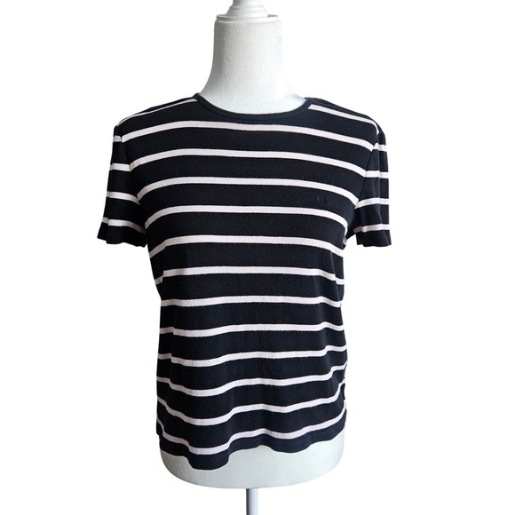 Lauren Ralph Lauren Tops - Ralph Lauren Crew Neck Black Striped‎ Top Classic Timeless Cotton T-Shirt Size M